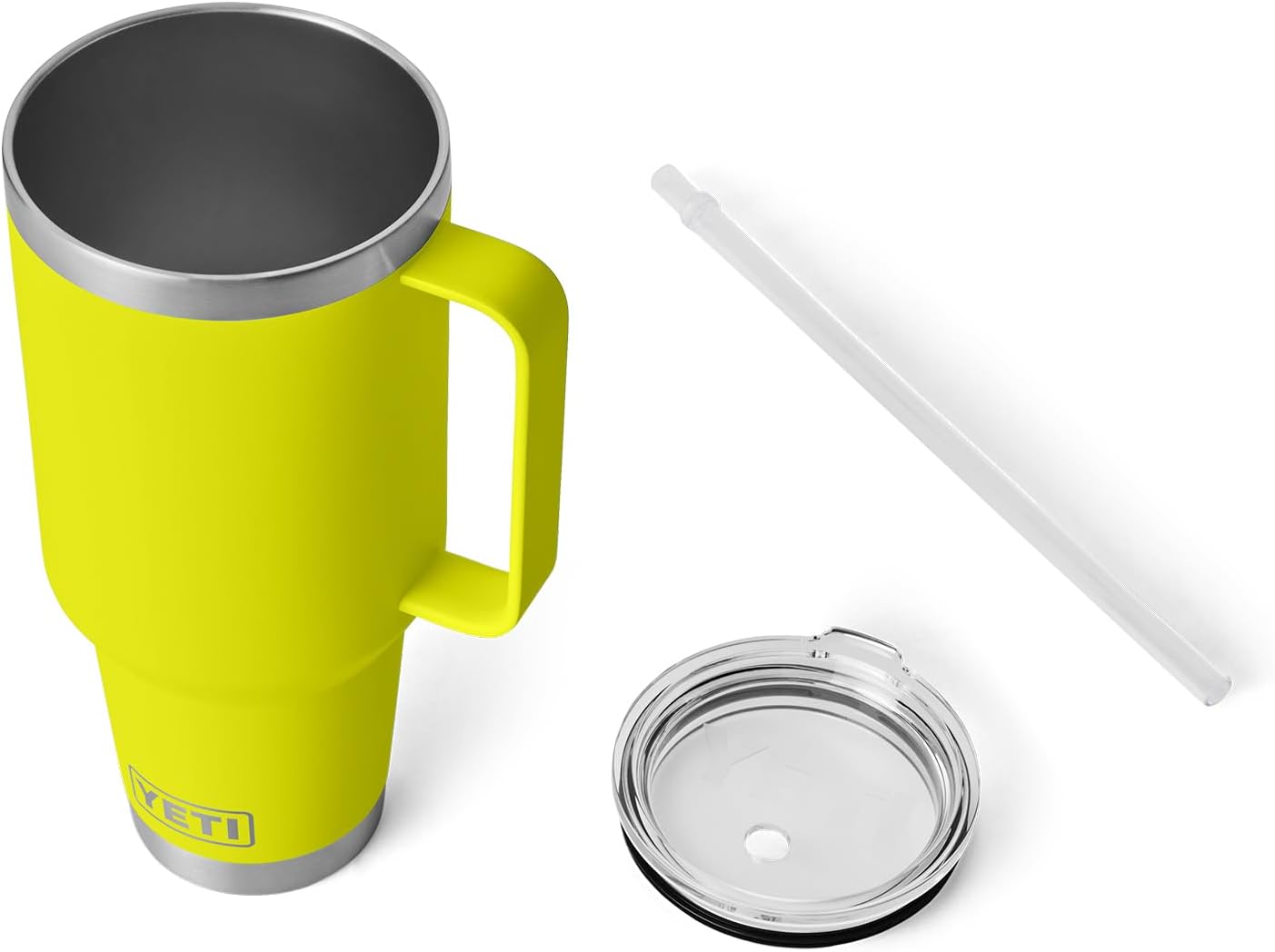 YETI Rambler 42 oz Tumbler with Handle and Straw Lid, Travel Mug Water Tumbler, Vacuum Insulated Cup with Handle, Stainless Steel, Firefly Yellow - Image 5