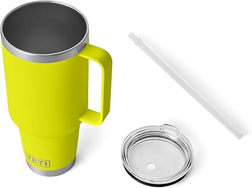 Miniatura 253 de YETI Rambler - Vaso de viaje con asa y tapa con popote, 35 onzas, vaso de agua de viaje, con asa, acero inoxidable, color blanco