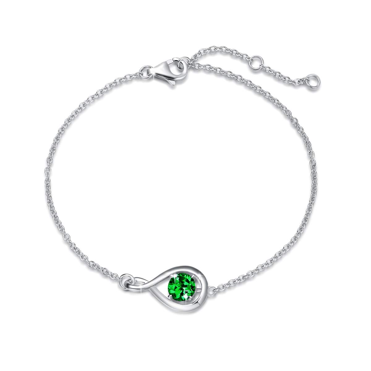 FANCIME Braccialetto con pietra portafortuna in argento Sterling 925, con ciondolo a forma di infinito, gioiello originale o creato con pietre preziose, regalo di compleanno per donne, lunghezza della