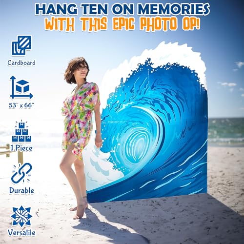 Fun Express Surf Wave Cardboard Standup, 5 Feet - Surf Party Decor and Photo - VBS Vacation Bible School Supplies/Decor