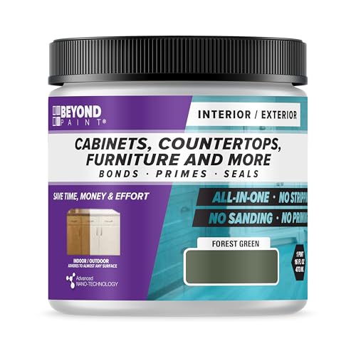 Beyond Paint All-in-One Refinishing Paint, No Sanding, Matte Finish for Cabinets, Countertops, Furniture and Doors, 1 Pint, Forest Green