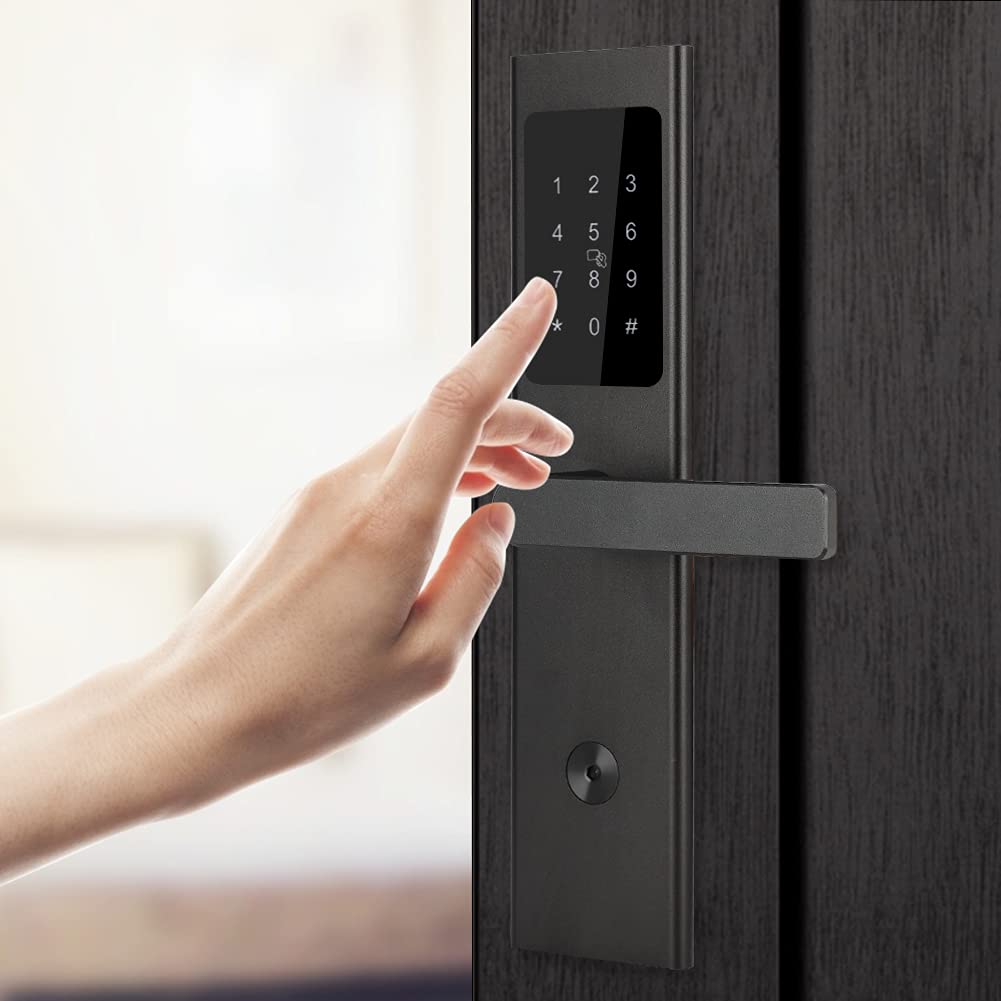 Ultracienka inteligentna blokada Bluetooth, bezpieczny dostęp do kart/hasła do domu, hotelu, mieszkania, czarny