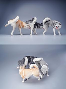 Amazon.co.jp: JXK ハスキー犬の像 ハスキー犬フィギュア デスクトップ