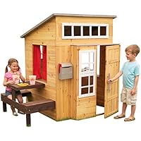 KidKraft Modern Outdoor Wooden Playhouse with Picnic Table
