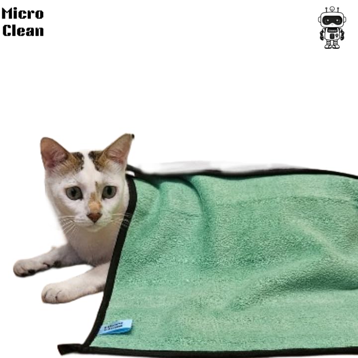 Micro Clean Pet Towels Pack of 2 – 600 GSM Microfiber Towels for Dogs & Cats | Soft, Quick-Dry, Odor-Resistant | Medium 40x60 cm | Ultra Absorbent Pet Bath Drying Towel for Grooming & Travel 1