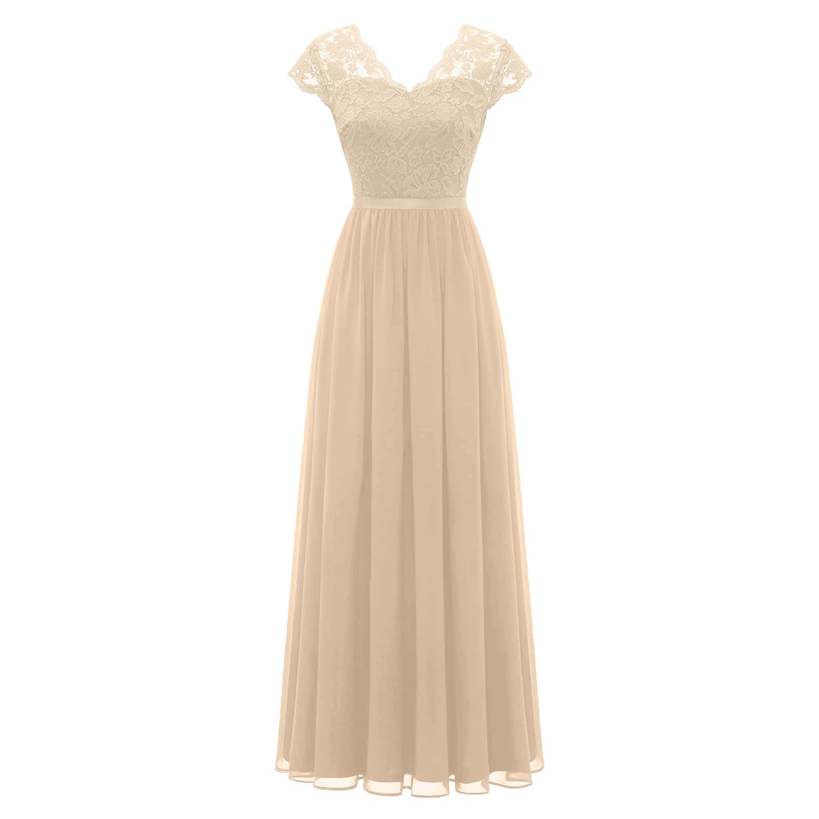 Vestido de noche para mujer, festivo, largo, elegante, para bodas, invitadas de boda, vestido de noche, gasa, línea A, cuello en V, vestido de cóctel, vestido de fiesta, moderno, A4