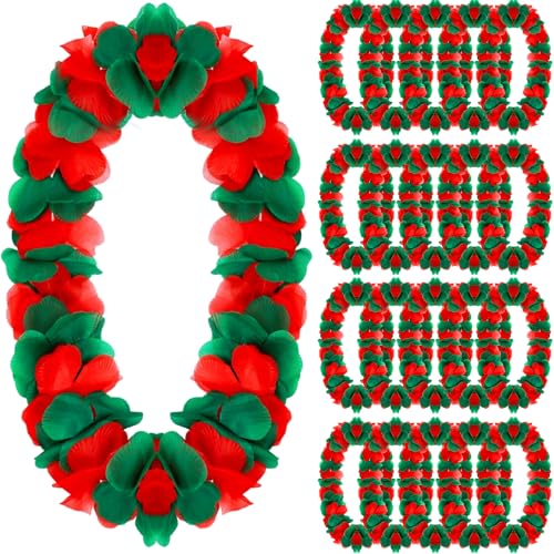 cssopenss 20 pcs Christmas Leis Christmas Hawaiian Leis Tropical Christmas Leis Red and Green Christmas Leis for Favors Christmas Party Hawaiian Tropical Theme Event Luau Part