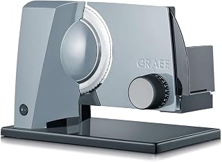 GRAEF. S11000 - Elektrischer Allesschneider SKS110, Made in Germany, Edelstahl-Wellenschliffmesser Ø170 mm, Schnittstärke 0-20 mm, Energiesparmotor 170 W, Kindersicherung, Brotschneidemaschine, Grau