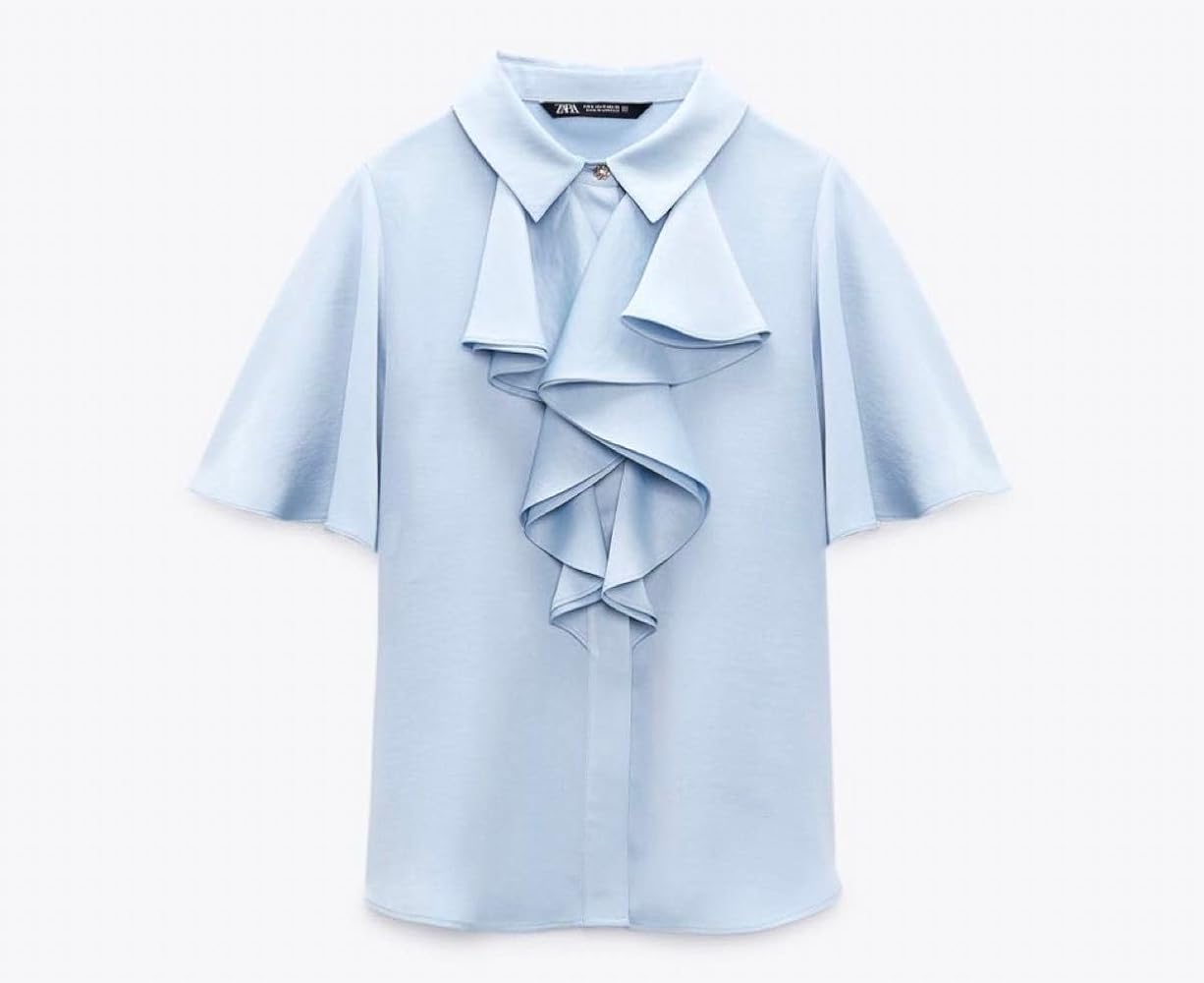zara ブラウス Amazon | ZARA ザラ サテンフリルシャツ フリルブラウス