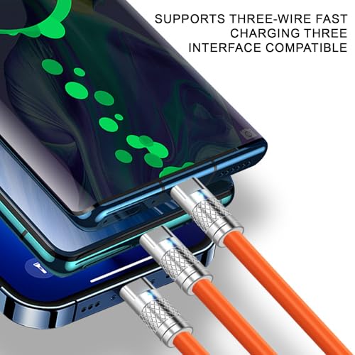 Image of EDNITA 3-In-1 Charging Cable | Micro Usb, Type C And Micro USB, 15W Fast Charging Cable | 1M, Wide Campatibility- Orange