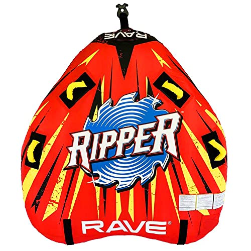 Image of RAVE Sports Ripper Inflatable Towable Tube, 1-2 Riders, Unique Shape for Fast Tubing, Nylon Cover, Four Foam-Filled Reinforced Handles, Quick Connect Tow Point, Boat Tubes and Towables