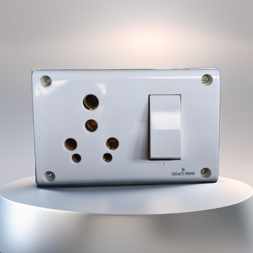 SS Combined 16 Amp Switch Socket with Porcelain Base & Brass Contacts Heavy Duty Power Board for AC, Geyser, Microwave (White)-image-40