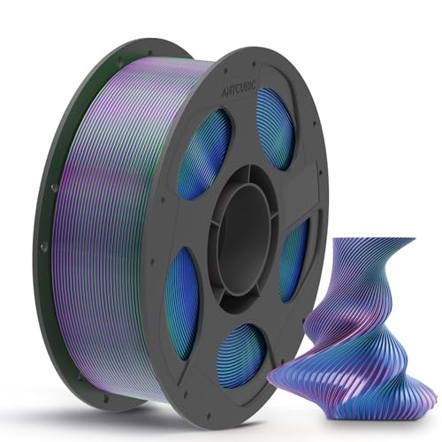 ANYCUBIC Silk PLA Filament 1.75mm, Tri-Color 1KG Blue Green Purple