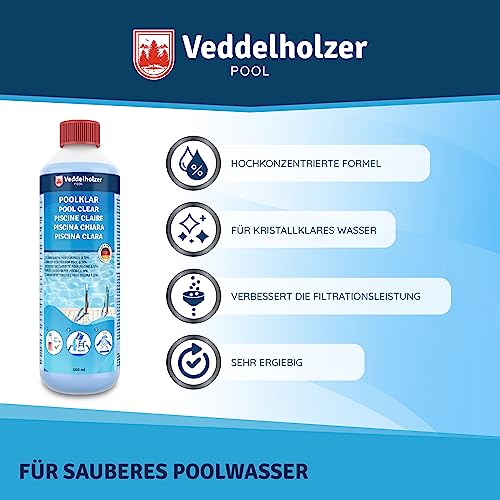 Veddelholzer Poolklar. Kristallklar für Pool, Whirpool & Planschbecken. Optimales Pool & Whirpool Zubehör gegen trübes Poolwasser. Für alle Filterarten und Systeme geeignet. – Bild 3