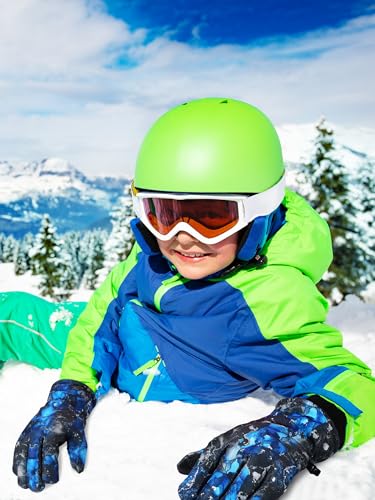 Image of Honoson 2 Pairs Kids Snow Gloves, Winter Waterproof | for Outdoor Snowboard Sledding, Warm Fleece Lining, Windproof, Adjustable Wrist Strap, Youth Cold Weather Ski Glove