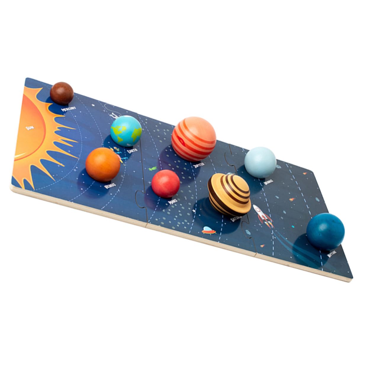 POPETPOP Rompecabezas Espaciales de Madera para Niños, Juego Educativo Ocho Planetas del Sistema Solar, Tablero de Cognición Planetaria para Desarrollo Cognitivo y Aprendizaje Espacial