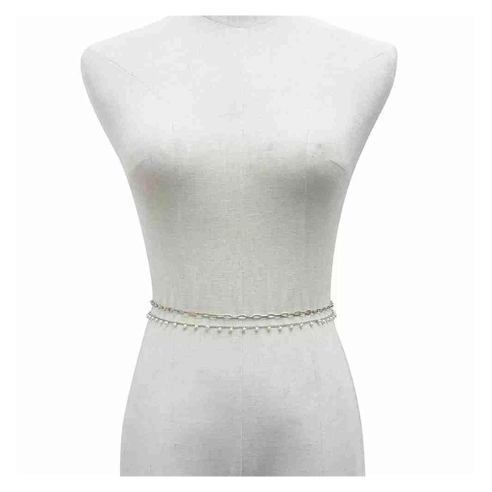 Body Chain Damen Kette - Goldfarbene einfache Strandkette mit Kreuzband für Taille und Bauch - Schwarze Harnaskette - Edler Schmuck für Damen - Accessoires