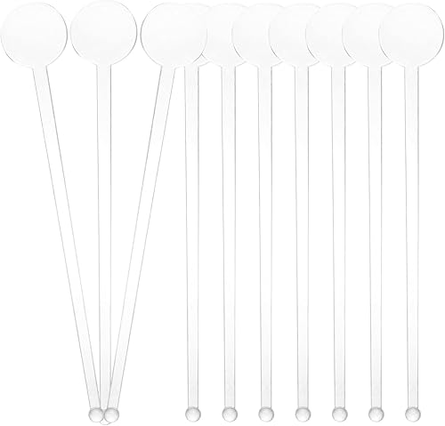 80 unidades de palitos de cóctel, agitadores de disco, agitadores de plástico para café, whisky, agitadores de bebidas, varillas de agitación para