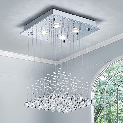 Saint Mossi K9 Crystal Rain Drop Chandelier Modern & Contemporary Ceiling Pendant Light H22 X W16 X L16 Room,Bedroom,Living Room