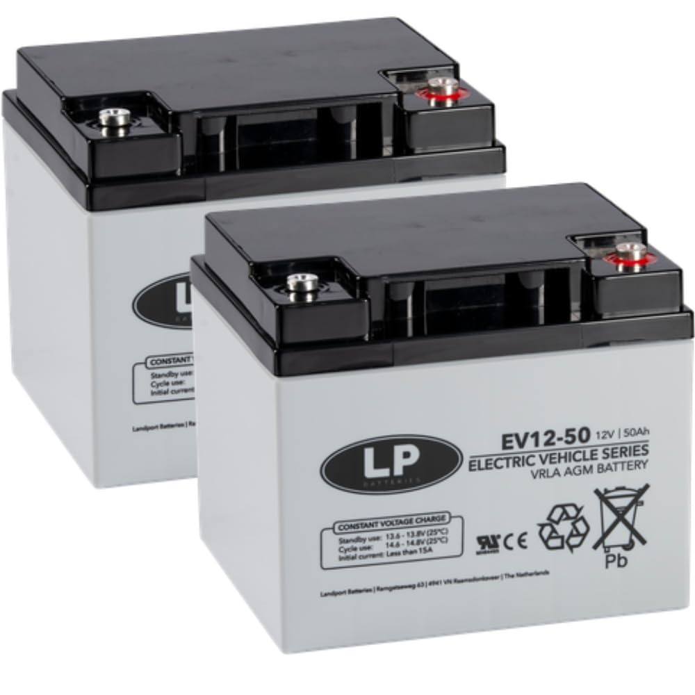 2 x AGM 12 V 50 Ah akumulator ołowiowy – odporny na cykle kompatybilny z WP50-12NE MP50-12C 12LCP-50 REC50-12I m. in. wózek inwalidzki dla seniorów