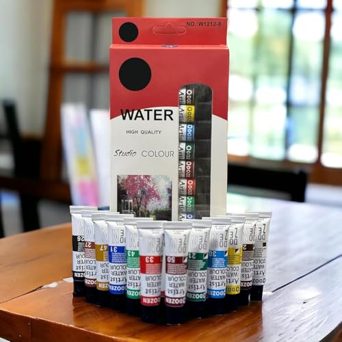 Image of Paint Set - Craft Colors for Wood, Canvas, Fabric, and Ceramics: Art Supplies for Kids and Adults (12X12ML-Water Color)
