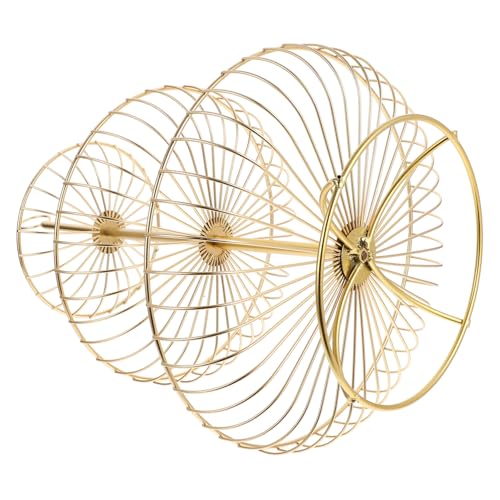 CLISPEED Cesta de Frutas de Metal Dorado 3 Niveles Soporte Metálico para Almacenar Frutas Diseño Ventilado para Cocina y Hogar Almacenamiento Múltiple Organizador de Encimera