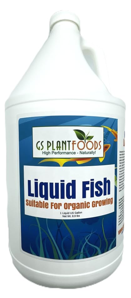 GS Plant Foods Liquid Fish Fertilizer - Organic Material Review Institute Listed (1 Gallon) – Natural Hydrolyzed Fish Fertilizer for Gardens, Lawns & Container Growing