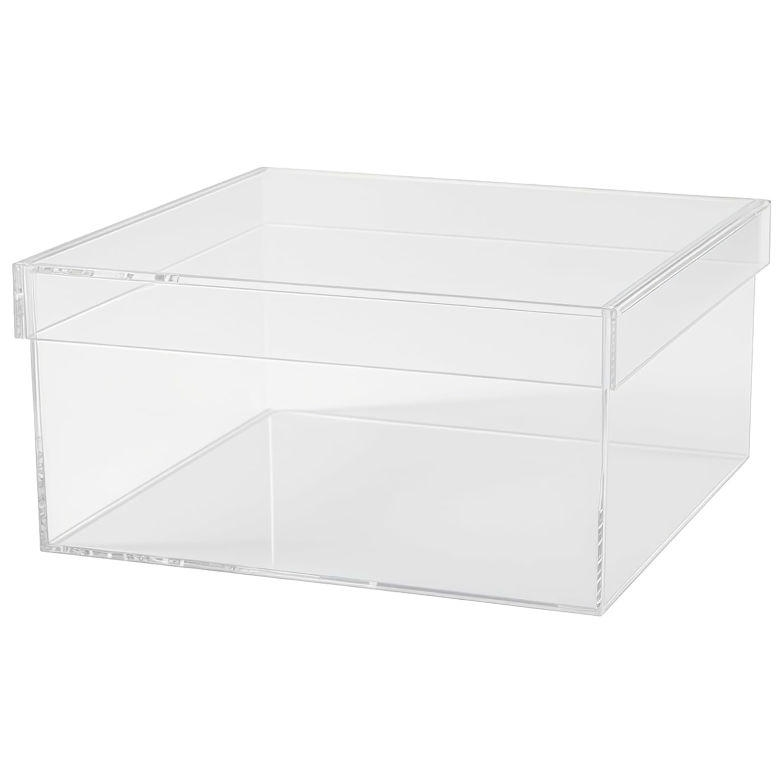 Packool Transparent Clear Cube For Storage And Display, 8.1 X 8.1 X 3.9 In / 20.5 X 20.5 X 10 Cm, Stackable Dustproof Container For Arts Crafts Jewelry, Candy, Makeup, Acrylic Box Organizer With Lid