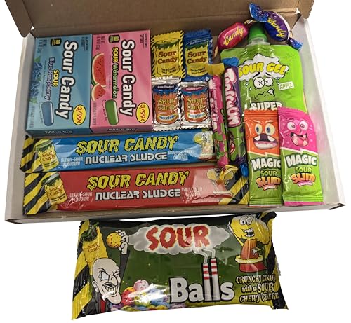 Super Sour Sweet Gift Box Hamper American Candy. Extreme Sour selection