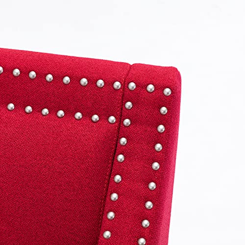 Homsof Accent Armchair Living Room Chair With Nailheads And Solid Wood Legs, One Size, Red #TOP2