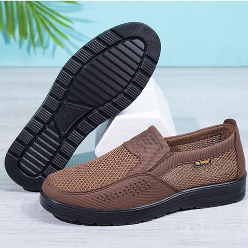 Men's Platform Non Slip Hollow Out Mesh Loafers Leisure Fashion Round Closed Toe Slip On Walking Sneakers Summer Breathable Work Driving dad Shoes4