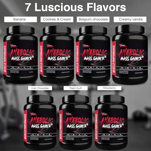 Image of Anabolic Mass Gainer 1kg Irish Chocolate | High Protein & Carbs, Calorie Added Multi-Vitamins, Probiotics & Enzymes, Cereal Based Bulk Gainer, For Muscle Gain