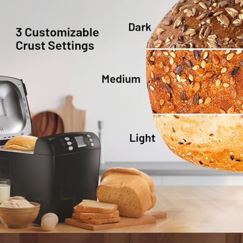Image of Glen Bread Maker & Atta Kneader Machine, 700-900gm, Fully Automatic, With Time Delay Start & 12 Pre-Set Functions, Non-Stick Baking Pan, 3 Crust Setting, Electronic Controls, 550W-Black(3039)
