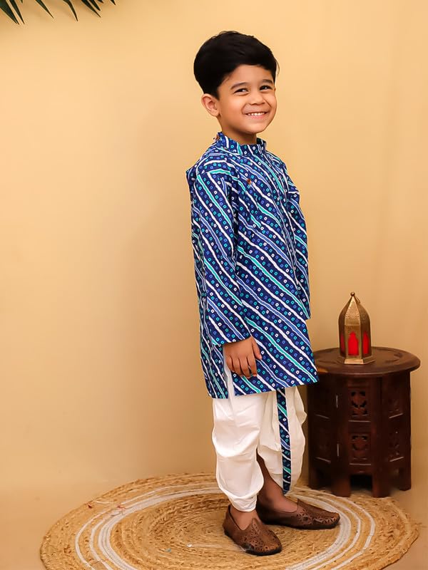 Image of superminis Boys Cotton Solid Jacket, Kurta Dhoti Set