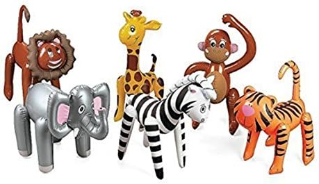 6 Assorted Inflatable Safari Zoo Animals
