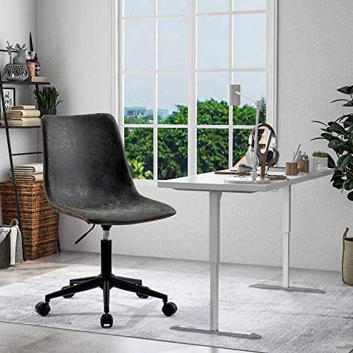 Preisvergleich Produktbild ModernLuxe Bürostuhl ohne Armlehnen, ergonomischer Computerstuhl, Schreibtischstuhl, ohne Armlehnen, Drehstuhl, Heimbüro, Schlafzimmer (dunkelgrau)