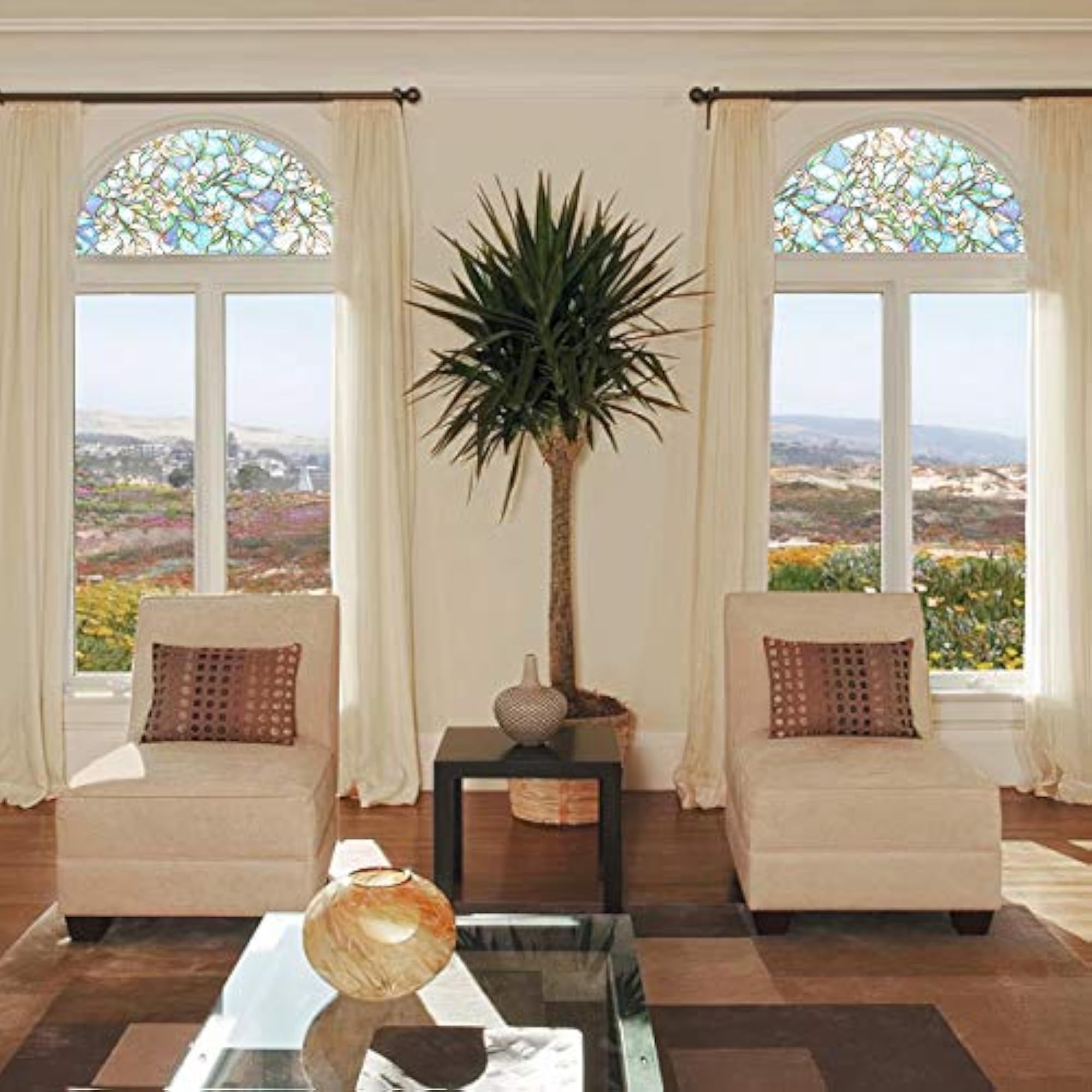 Precut Orchid Decorative Arched Window Film