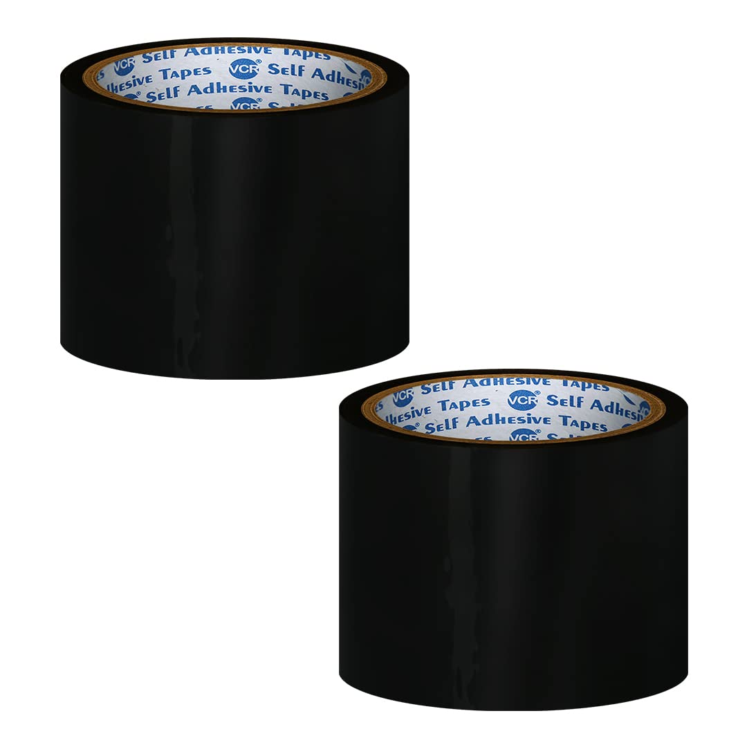 VCR Black Color Tape - 50 Meters in Length - 72mm / 3" Width - 02 Rolls Per Pack - BOPP Self Adhesive Tape for Arts and Craft use, Box Packing, Office and Home use-image-7