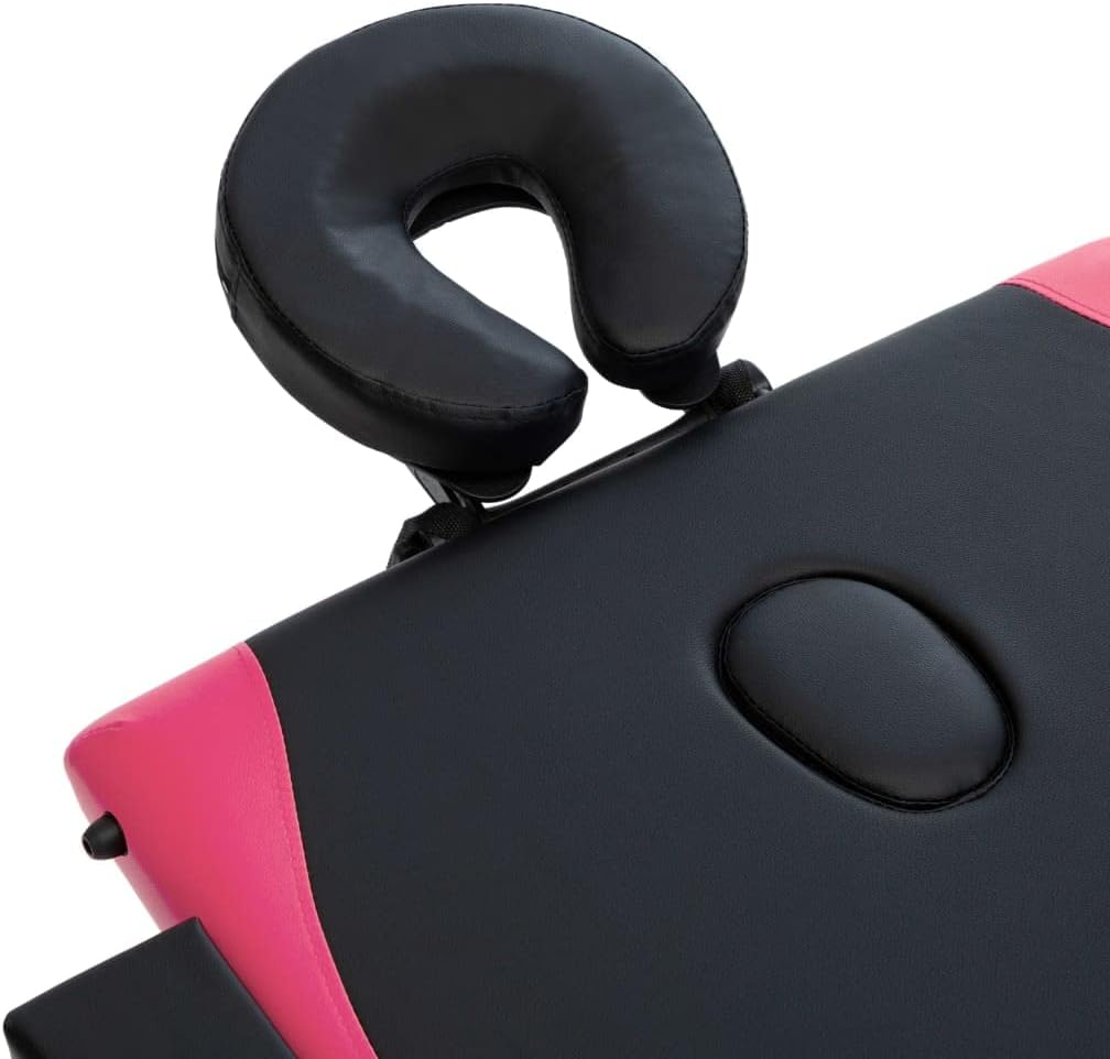 Close-up of the adjustable headrest on the massage table