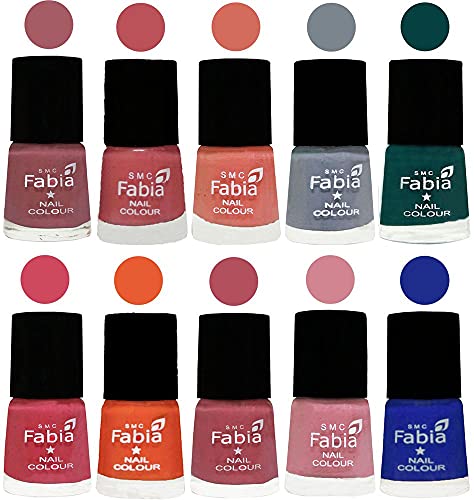 Image of ALL IN ONE (PACK OF 10), Long Lasting Glossy Nail Polish, 6 ml Each, All Vibrant Colours,02001