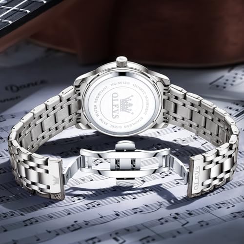 OLEVS Mens Casual Watches Gentleman Grey Unique Big Face Watch for Men Everyday Waterproof Analog Quartz Business Men's Wrist Watch Easy to Read Luminous Day Date Watches for Men Reloj de Hombre — view 5