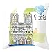 Epinki Funda 50x50 Cojin, Fundas de Cojines para Sofa Pintura de Bocetos de Construcción Paris Funda de Cojín de Sofa Poliéster, Negro Verde Azul