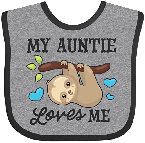 inktastic My Auntie Loves Me with Sloth and Hearts Baby Bib