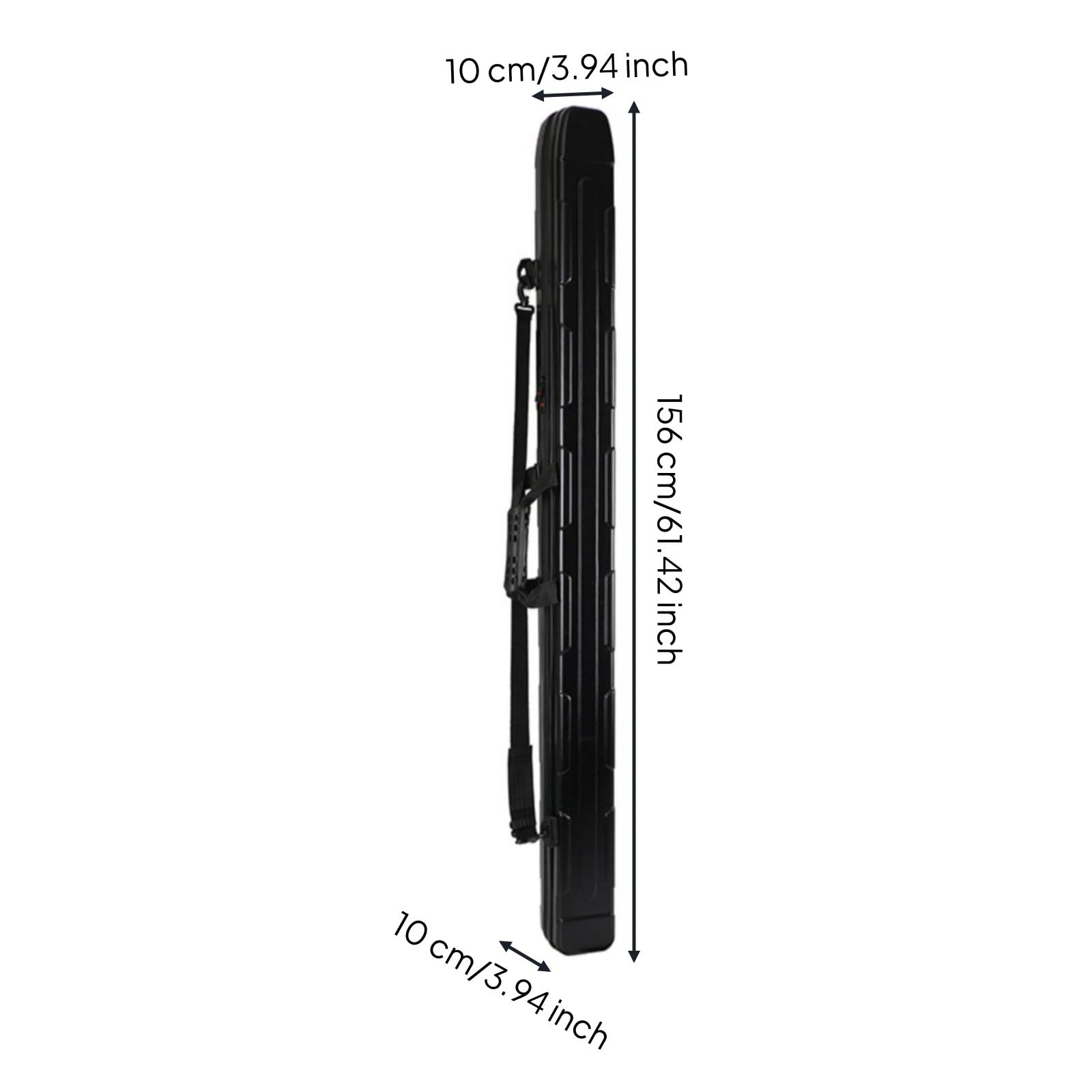 wasserdichte Angelruten Tasche Stabile Angeltasche Aufbewahrung Transporthülle PC Material Schultergurt für Angler Wandern Seeufer Aktivitäten, Schwarz, Cooles Schwarz, 156CM 10CM 10CM
