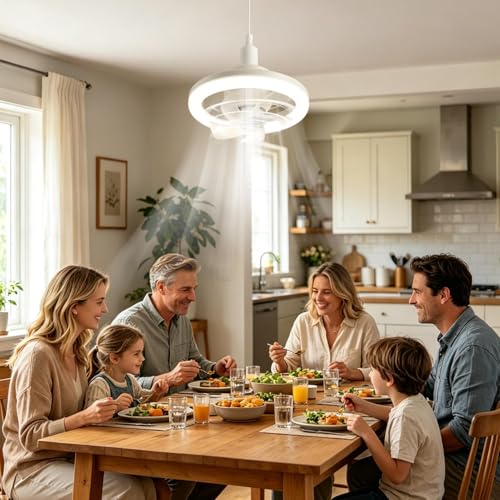 Ventilateur de plafond E27 contre l'air stagnant avec éclairage LED modulable