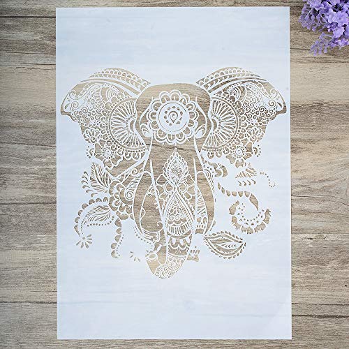 DIY Decorative Elephant Stencil Template for Painting on Walls Furniture Crafts (A3 Size)