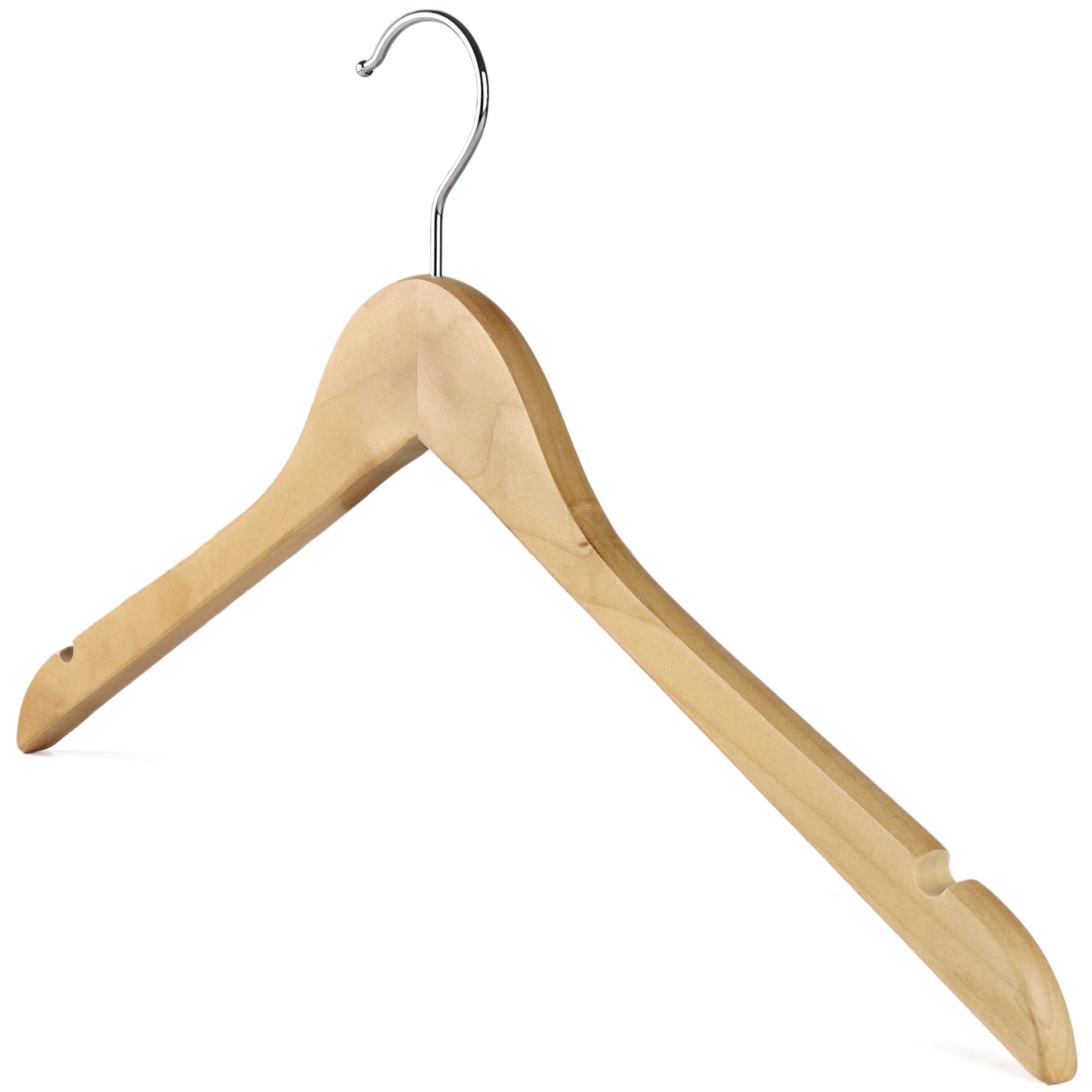 The Hanger Store 5 Wooden Coat Hangers with Notches for Dress Loops, 44cm