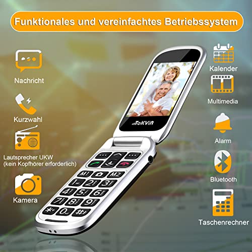 Klapphandy TOKVIA GSM Mobiltelefon für Senioren ohne Vertrag