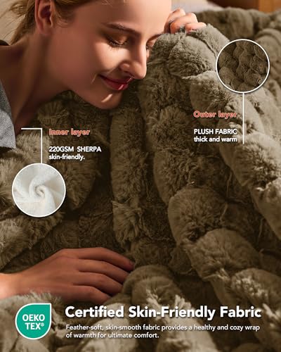 Image of Homemate Electric Heated Throw Blanket - 50 inchx60 inch Luxury Faux Fur Heating Bed Blankets with 10 Heating Levels 8 Hours Auto Off Fast Heating Over-Heated Protection Ultra Soft Warm Flannel ETL Certified