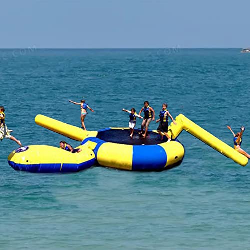 Trampolín de Agua/trampolín de Lago/trampolín de Agua con toboganes, trampolín de Agua recreativa para Adultos, niños, Deportes acuáticos,2M